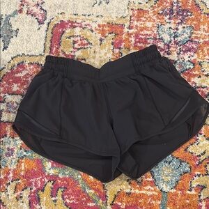 Black Athletic Shorts with Elastic Waistband and Curved Hem